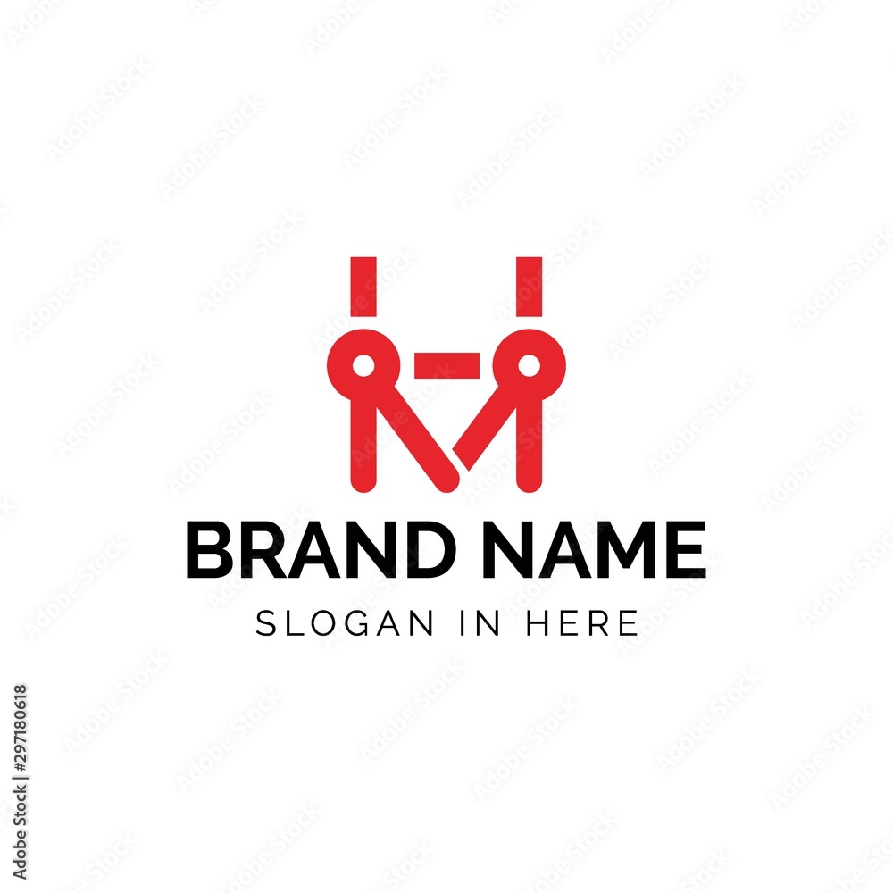 Obraz premium Initial H and M letters with Goniometer logo design vector illustration