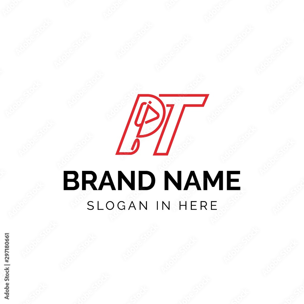 Initial PT letters with reflex hammer logo design vector illustration Initial PT letters with reflex hammer logo design vector illustration