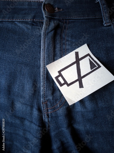 Symbol of 'Battery low' for erectile dysfunction or male impotence