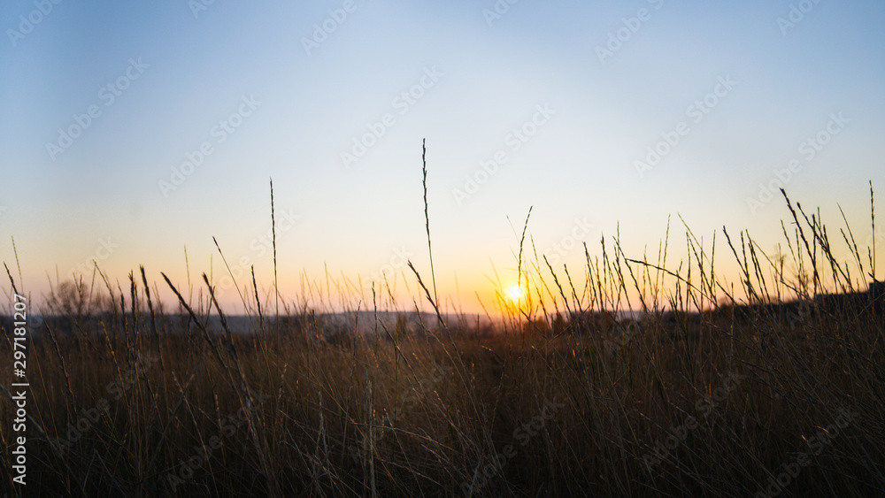 Sunset in the countryside, evening in the village. Sunset in the countryside, evening in the village.