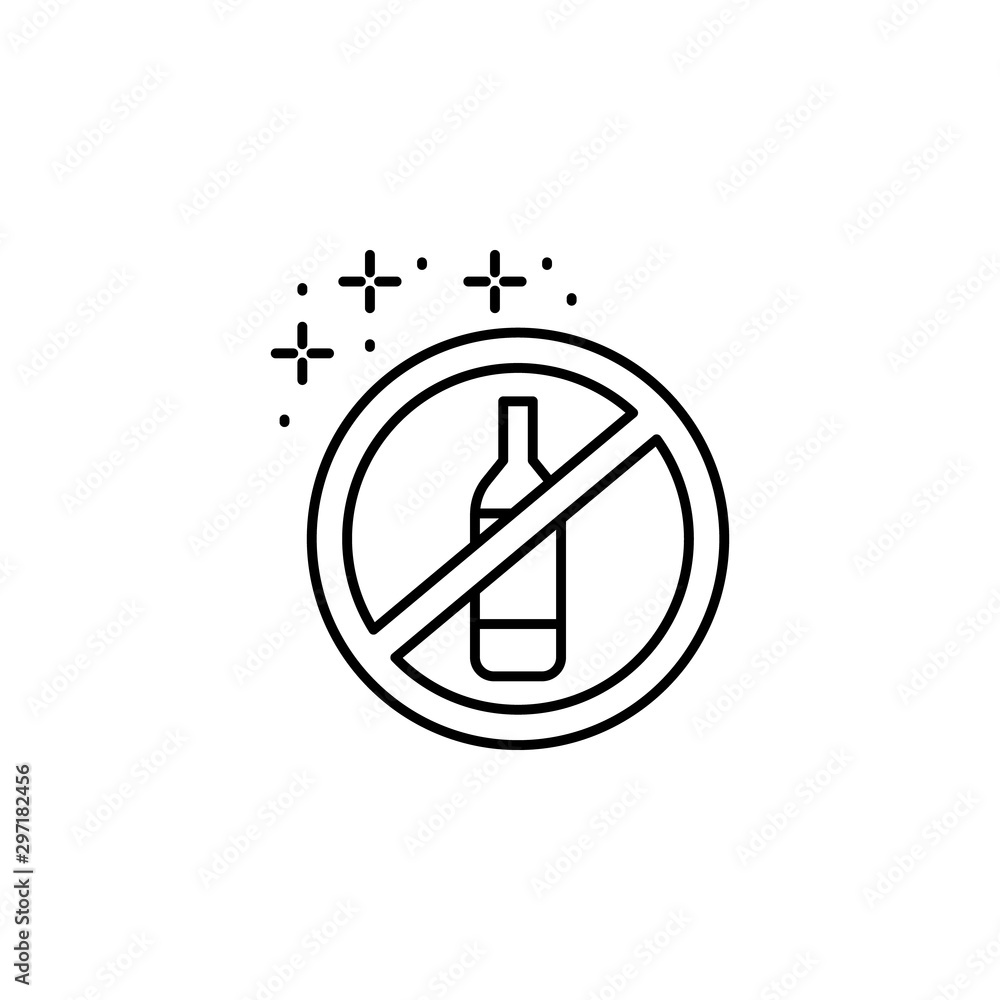 Ban bottle alcohol icon. Simple line, outline vector of diet icons for ui and ux, website or mobile application