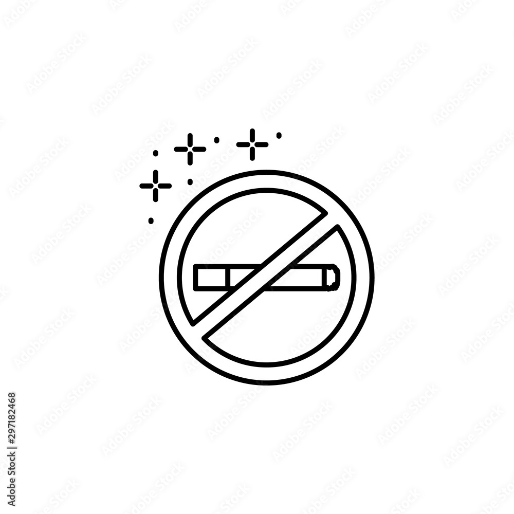 Ban cigarette icon. Simple line, outline vector of diet icons for ui and ux, website or mobile application Ban cigarette icon. Simple line, outline vector of diet icons for ui and ux, website or mobile application