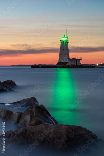 long exposure lighthouse at sunset © Walter E Elliott