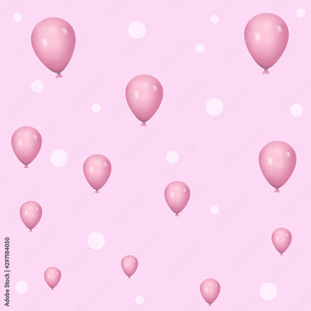Pink balloon fly color illustration vector color illustration