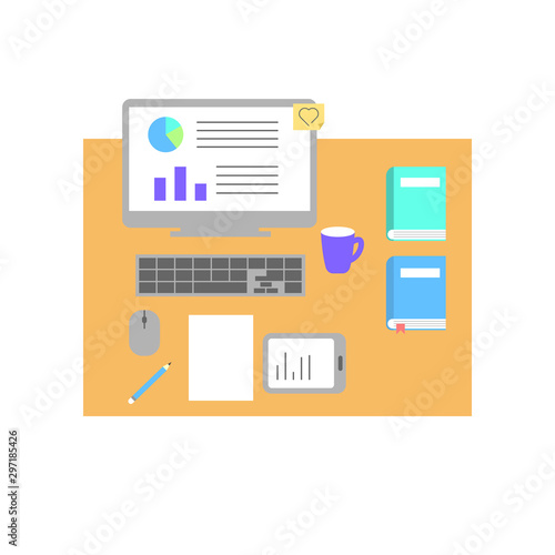 Desk elements of manager vector color illustration