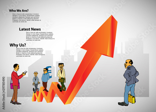 Vector illustration of corporate structure, cartoon character of business team