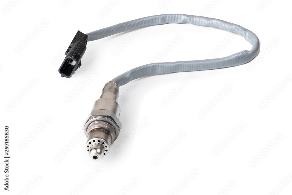 Oxygen sensor for a car engine, isolated on white background Oxygen sensor for a car engine, isolated on white background