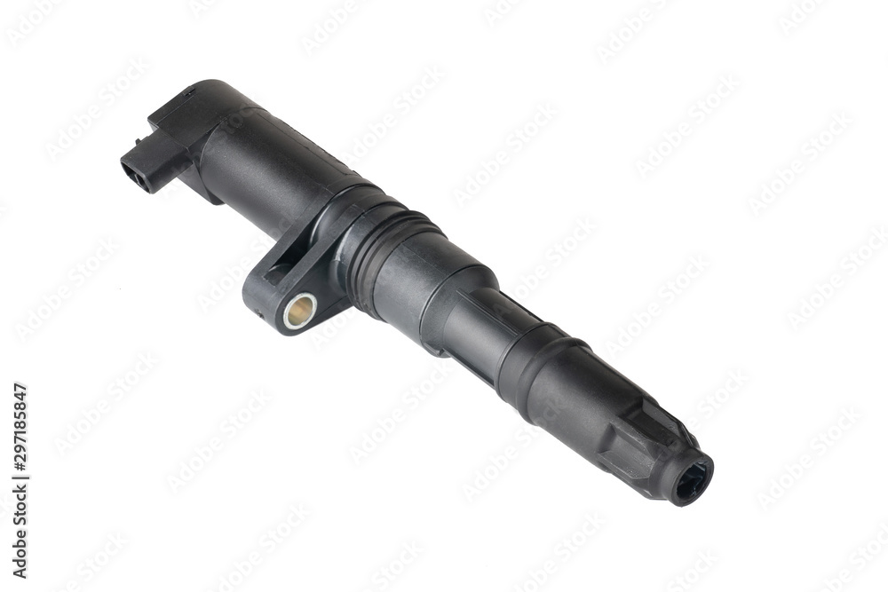 Ignition coil for gasoline engine isolated on a white background. Ignition coil for gasoline engine isolated on a white background.