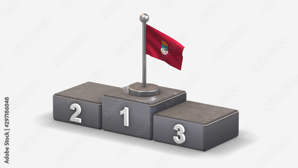 Salamanca 3D waving flag illustration on winner podium.