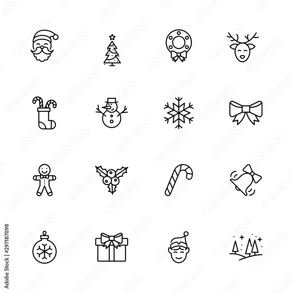 New Year Christmas thile line icons set. Vector illustrations collection eps10. New Year Christmas thile line icons set. Vector illustrations collection eps10.
