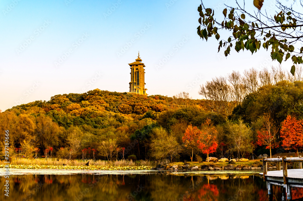 Autumn landscape of Jingyuetan National Forest Park, Changchun, China