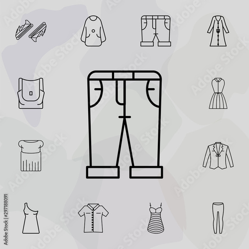 Capri, clothes, denim icon. Universal set of clothes for website design and development, app development