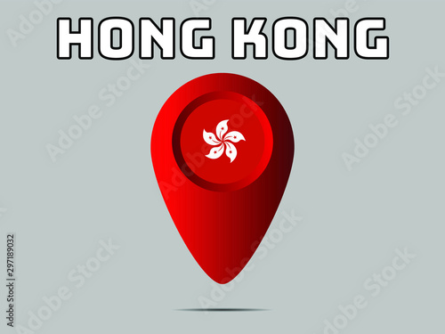 Geotag National flag of Hong Kong. Original colors and proportion. Simply vector illustration, from countries set.