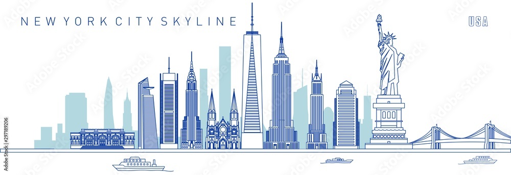 Fototapeta ilustracja wektorowa panoramy Nowego Jorku