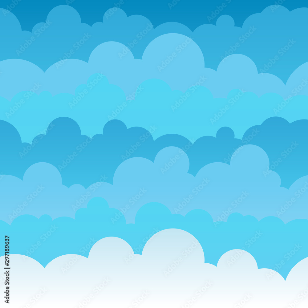 Seamless pattern of clouds in the sky in cartoon style. Abstract texture. Vector.