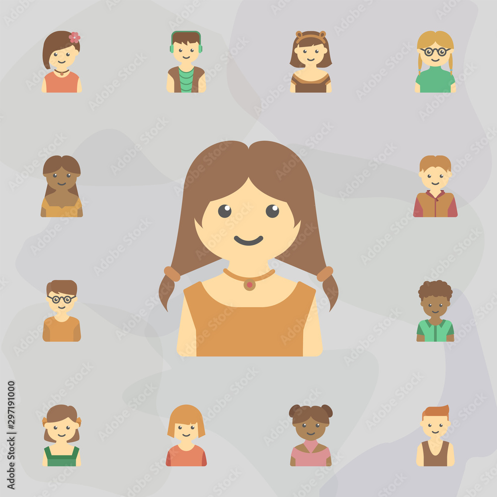 avatar of girl colored icon. Universal set of kids avatars for website design and development, app development avatar of girl colored icon. Universal set of kids avatars for website design and development, app development