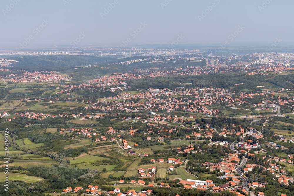 Naklejka premium Amazing panoramic view from Avala Tower, Serbia