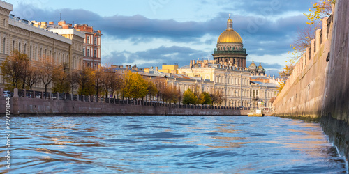 Saint Petersburg, Russia: St. Isaac's Cathedral and the Moyka River in autumn.