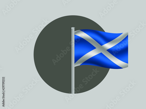 Flagpole of National flag of Scotland know as Alba, part of United Kingdom of Great Britain. original colors and proportion. Vector illustration, from countries flag set.