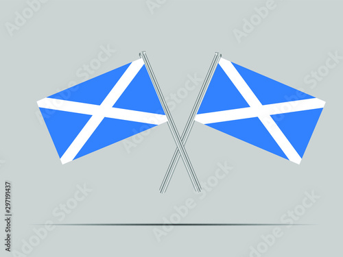 Two flagpole National flag of Scotland know as Alba, part of United Kingdom of Great Britain. original colors and proportion. Vector illustration, from countries flag set.