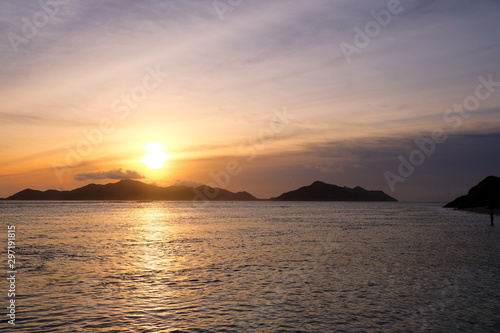Romantic sunset on the Seychelles