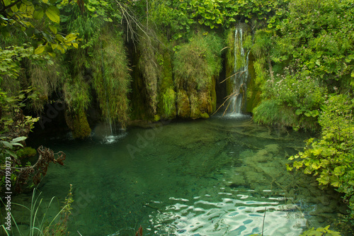 View of  waterfalls in Plitvice Lakes National Park    roatia.