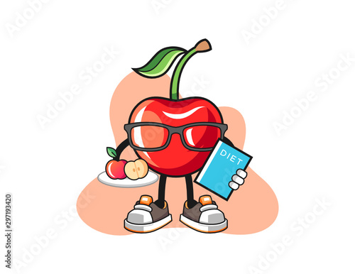 Cherry dietitian cartoon. Mascot Character vector.