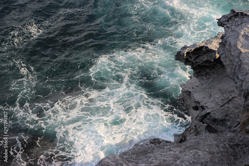Sea Waves Crashing Over the Cliff