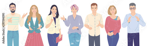 Speaking Men and Women Flat Illustration