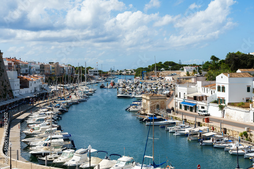 Harbour with boats and yachts in Ciutadella port  Menorca  Balearic Islands  Spain  September  2019