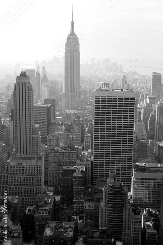 Empire State Building in morning dust  New York City  USA  black   white 