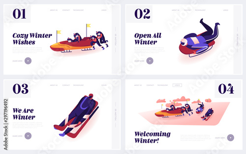 Fototapete Outdoors Athletics Skeleton and Bobsleigh Sports Activity Website Landing Page Set