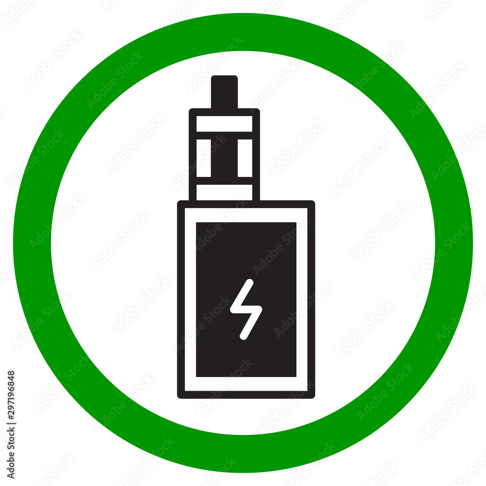 Vaping area sign. Electronic cigarette icon. Isolated vector illustration on white background. Vaping area sign. Electronic cigarette icon. Isolated vector illustration on white background.