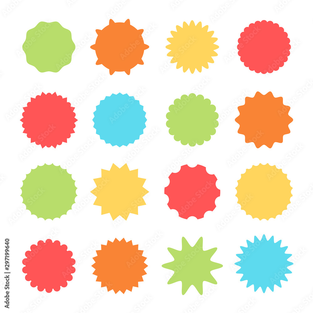 Colorful stickers web icon set collection. Vector flat cartoon graphic design illustration