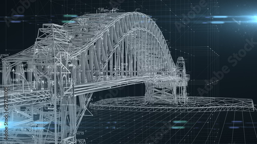 Civil engineer structural architect analysis bridge design engineering  - 3D Illustration Rendering