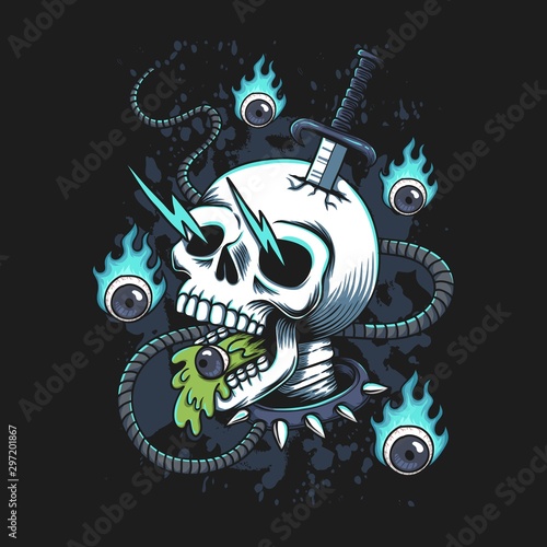 Skull fire eye illustration