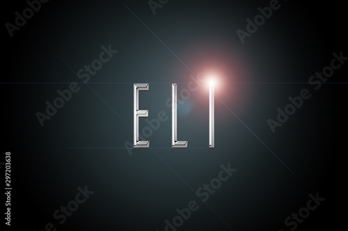 first name Eli in chrome on dark background with flashes