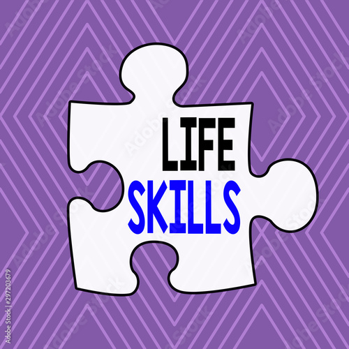 Text sign showing Life Skills. Business photo showcasing skill that is necessary for full participation in everyday life Infinite Geometric Concentric Rhombus Pattern against Lilac Background