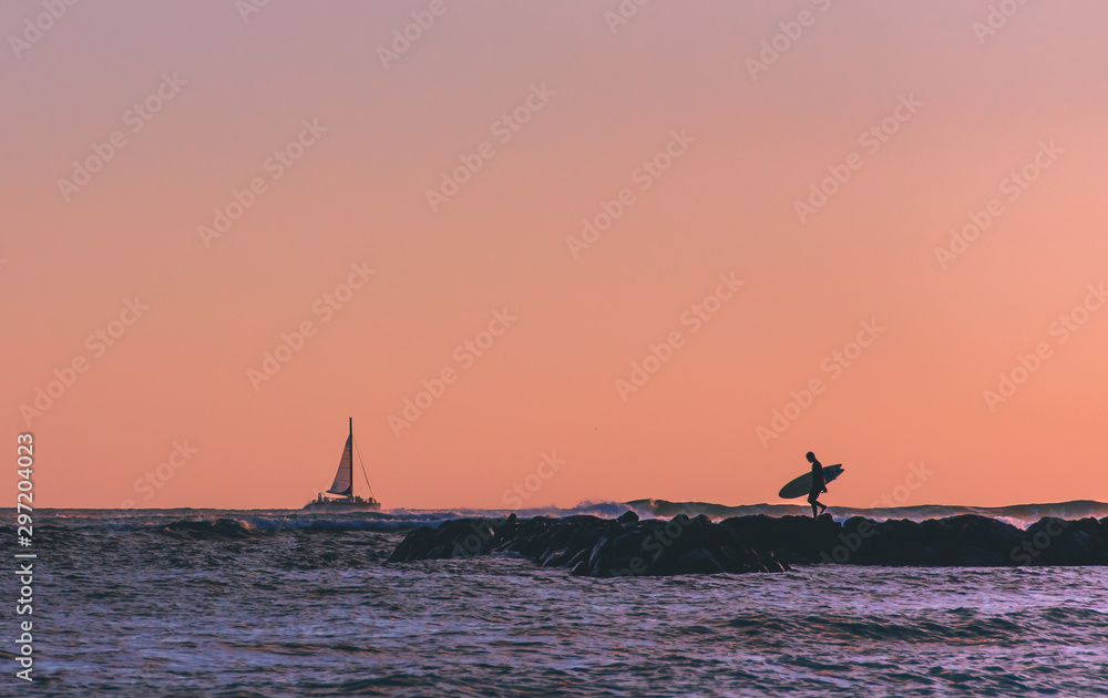 Surfer Silhouette Sunset