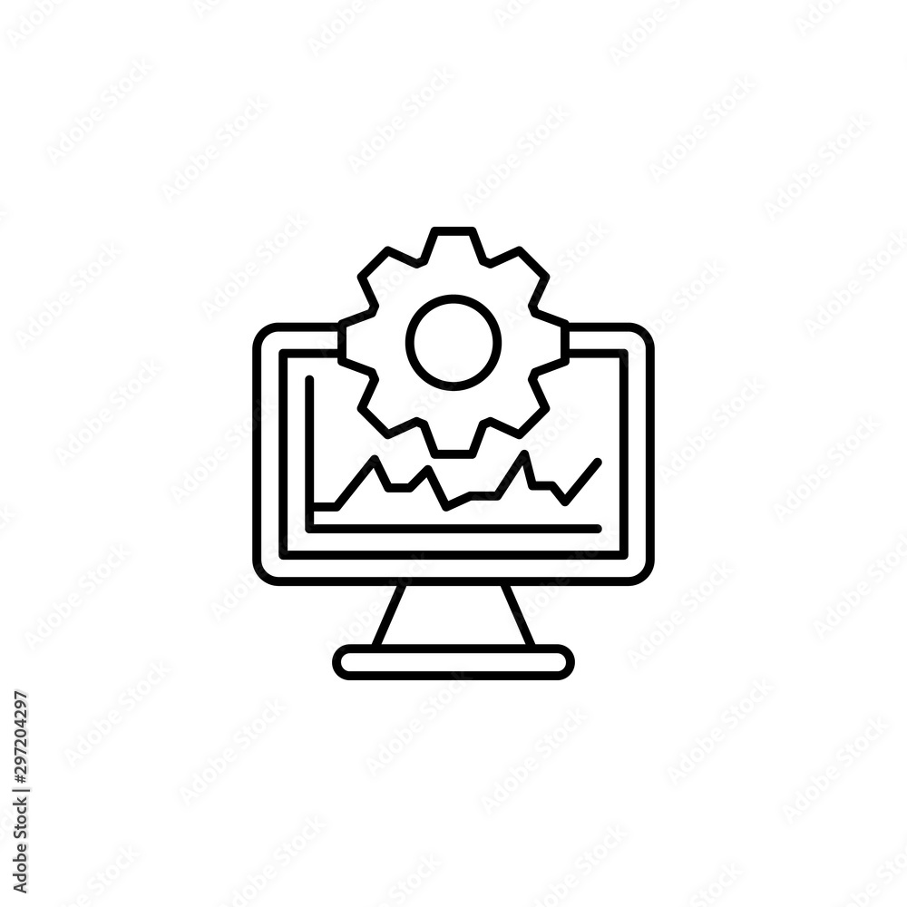 Computer gear analytics icon. Simple line, outline vector of artificial Intelligence icons for ui and ux, website or mobile application Computer gear analytics icon. Simple line, outline vector of artificial Intelligence icons for ui and ux, website or mobile application