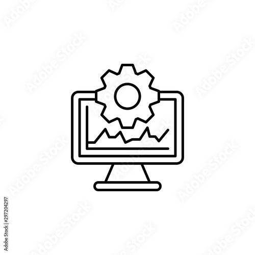 Computer gear analytics icon. Simple line, outline vector of artificial Intelligence icons for ui and ux, website or mobile application