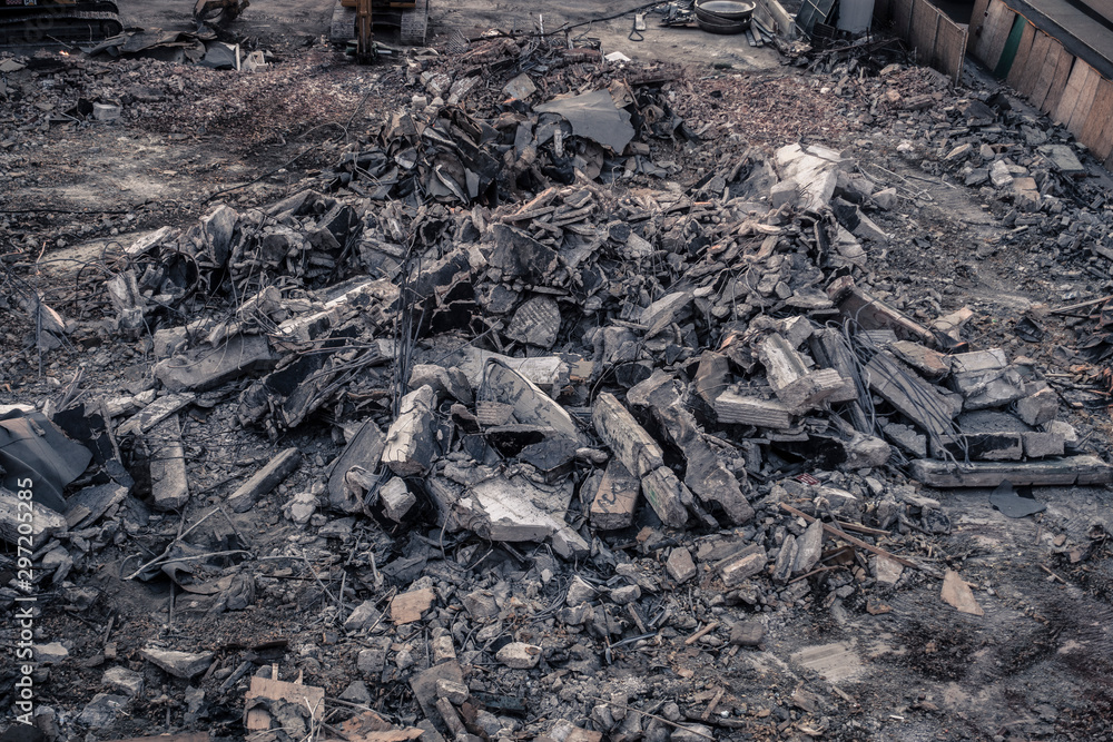 Heaps of rubble and debris Heaps of rubble and debris