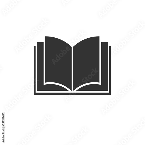 Book icon black on white background. vector Illustration. symbol logo web