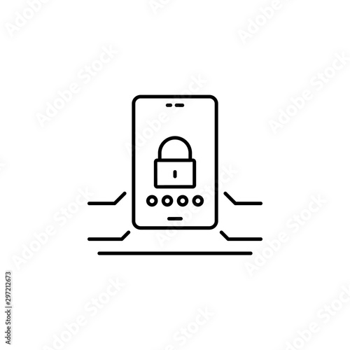Mobile, blocked, pin code icon. Simple line, outline vector of confidential information icons for ui and ux, website or mobile application