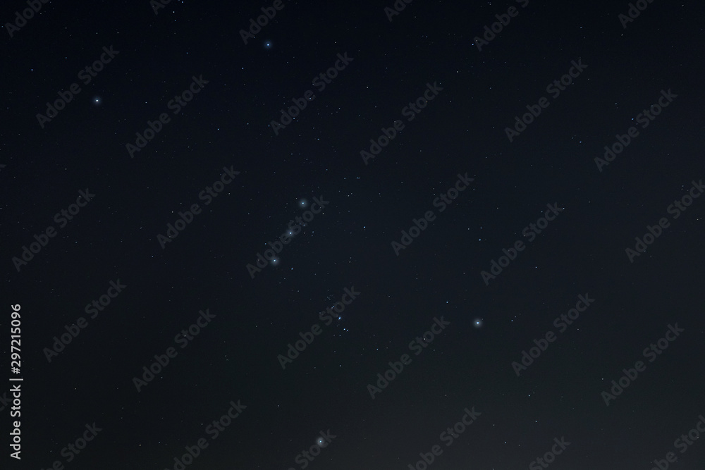 Orion constellation in the night starry sky
