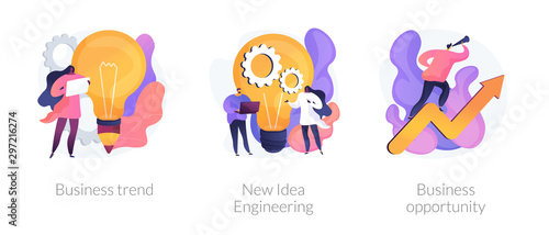 Professional marketing research, team collaboration, solutions search icons set. Business trend, design thinking, business opportunity metaphors. Vector isolated concept metaphor illustrations