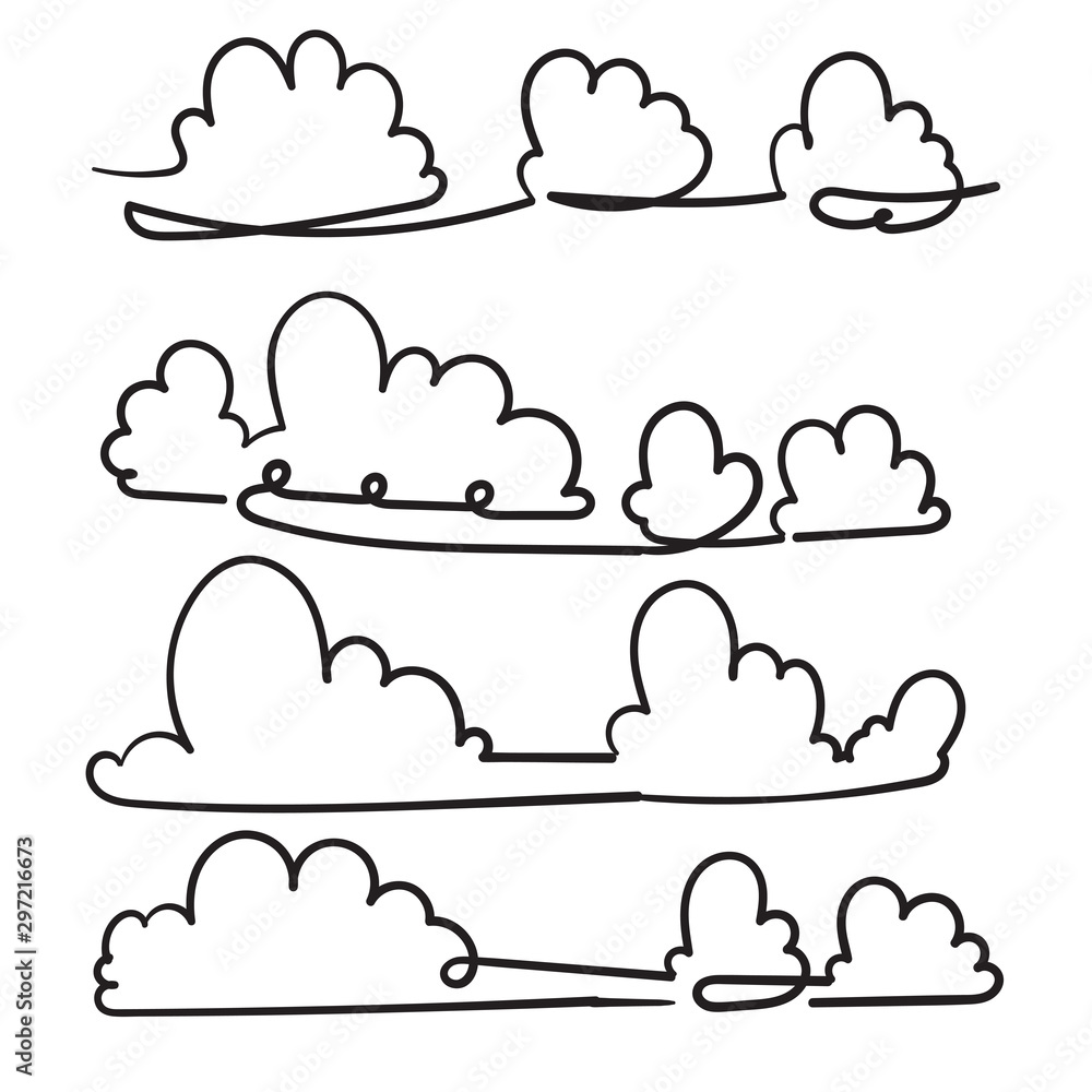 Naklejka doodle cloud illustration vector with handdrawn style