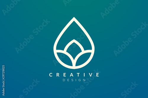 Minimalist abstract shaped water drop logo design. Simple and modern vector design for business brand and product.