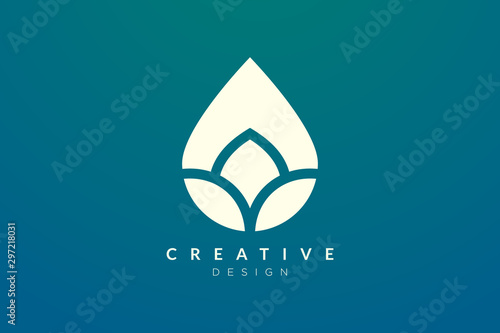 Minimalist abstract shaped water drop logo design. Simple and modern vector design for business brand and product.