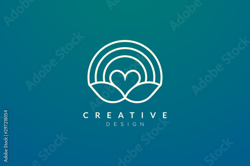 Logo design combined from the shape of a leaf and heart. Simple and modern vector design for business brands in the spa, hotel, beauty, health, fashion, cosmetic, boutique, salon, yoga, therapy.